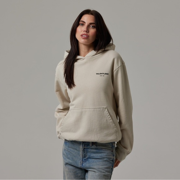 TALENTLESS Tops - Talentless WOMENS CIRCLE LOGO HOODIE in Bone color.